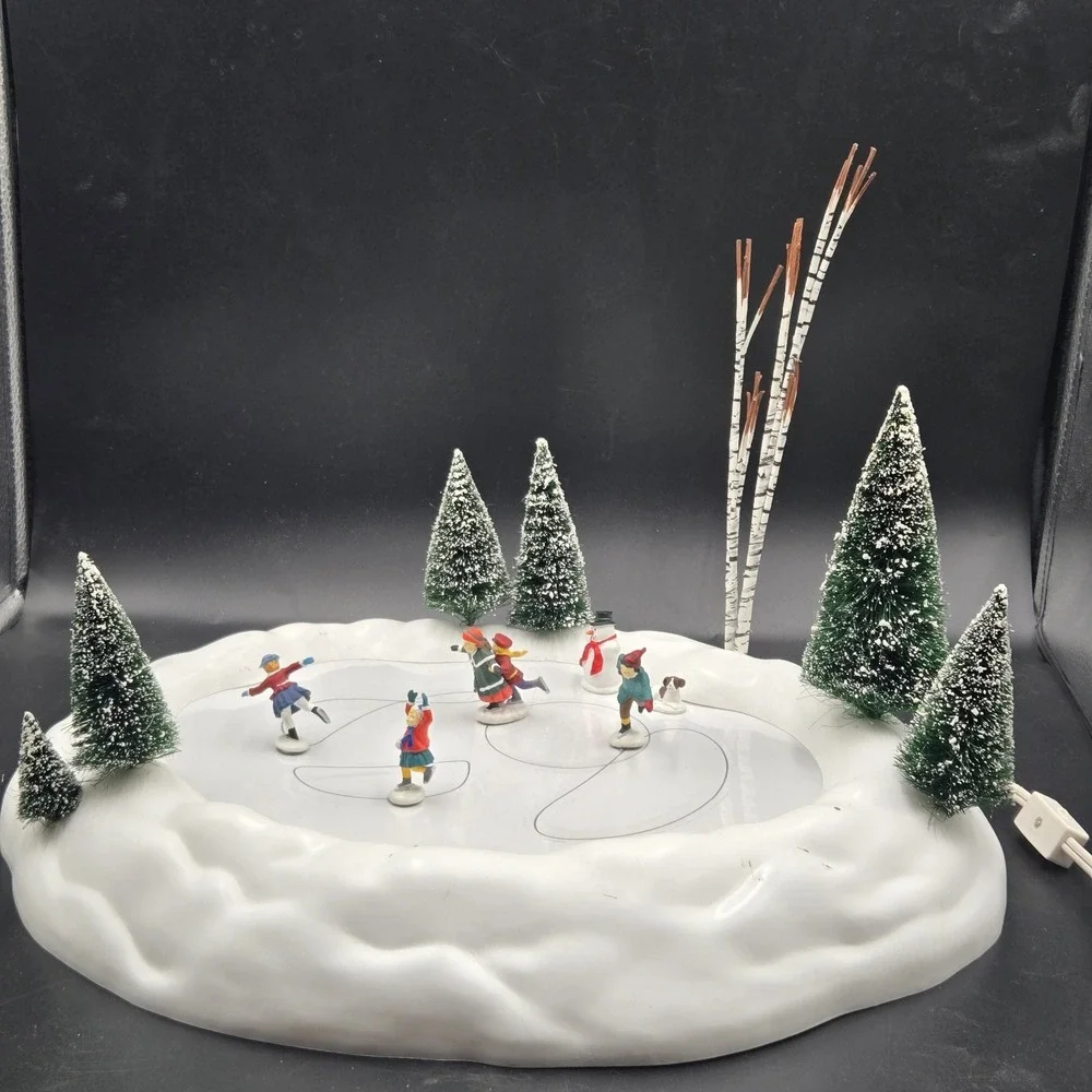 Department 56 Christmas Village Animated Skating Pond Tested Working See Video